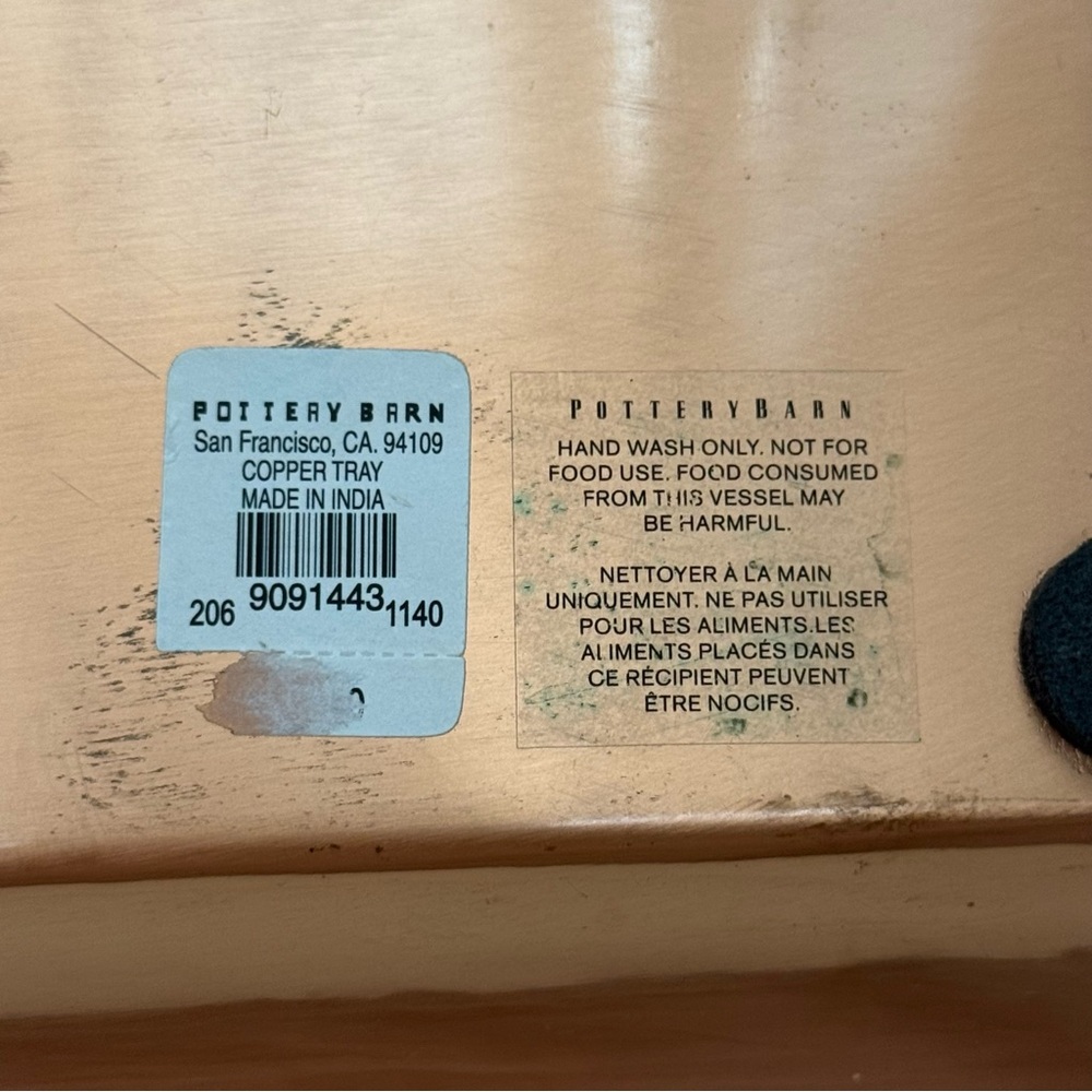 Pottery Barn Copper Tray With Brass Handles - Picture 7 of 11